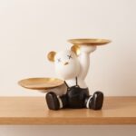 Seated Bear Art Figurine with Dual Metal Trays (23x27cm) | SKU: XY27 - Image 2