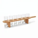 Danny Home 7-Piece Shot Glass Flight Set – Premium 60ml Vodka & Tequila Shooter Glasses with Bamboo Serving Paddle Board