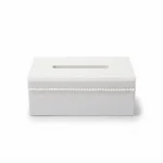 Minimalist White Faux Leather Tissue Box Cover – Rectangular PU Leather Dispenser & Slipcover Case (Model JN8-9)