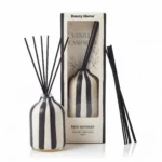 Vanilla Cashmere Luxury Home Fragrance Reed Diffuser Set with Striped Ceramic Bottle 100ml - AT20-09