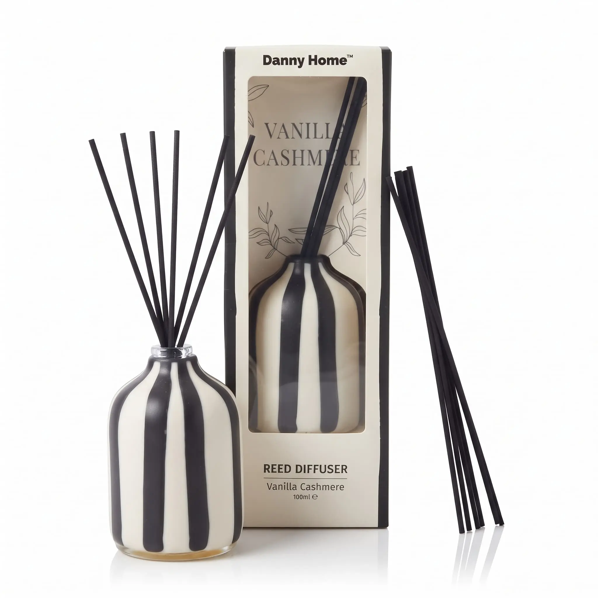 Vanilla-Cashmere-Reed-Diffuser-100ml_Home-Deco_17599_3.webp Vanilla Cashmere Luxury Home Fragrance Reed Diffuser Set with Striped Ceramic Bottle 100ml - AT20-09 - Image 1