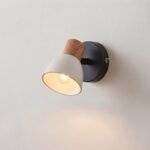 Danny Home TL-015 Bedside Wall Sconce | Matte Black Metal & Wood Accent Swivel Reading Light – ~15x12x20cm - Image 2