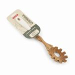 Premium 30.6cm Natural Beechwood Spaghetti Spoon – Heat-Resistant Non-Stick Pasta Server with White Ceramic Handle Accent (Model DH3677-WHITE) - Image 3